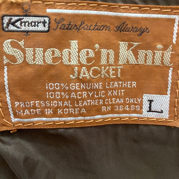 Vintage Suede patchwork knit belted boho jacket. Sz L - Picture 12 of 16